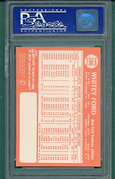 1964 Topps #380 Whitey Ford PSA 8 