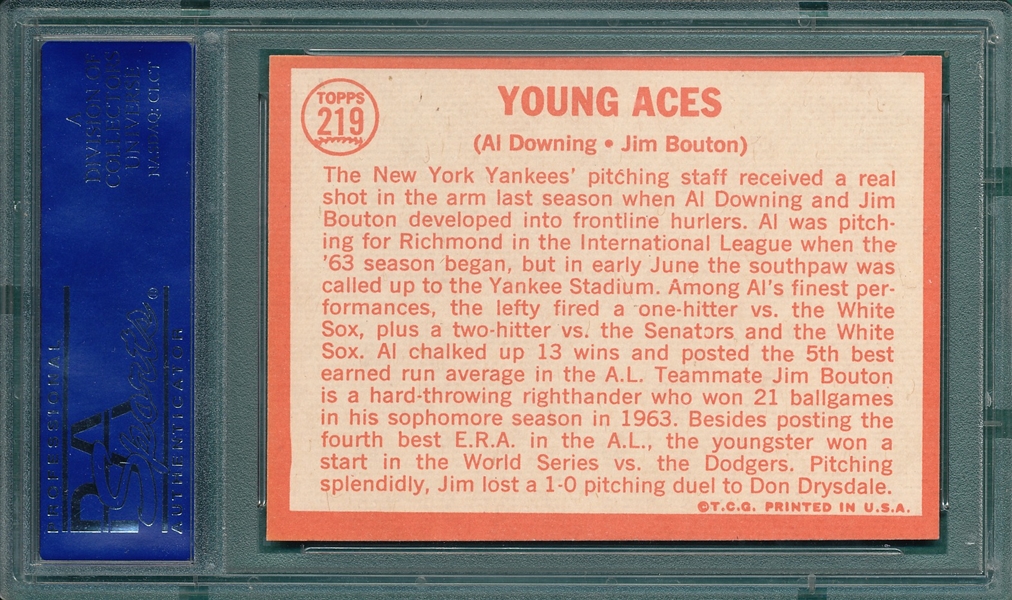 1964 Topps #219 Young Aces PSA 8 