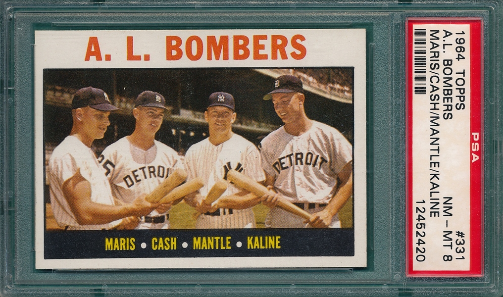 1964 Topps #331 AL Bombers W/ Mantle PSA 8 