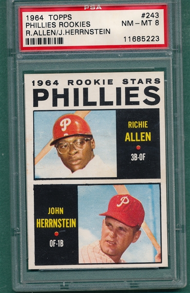 1964 Topps #243 Phillies Rookies W/ Richie Allen PSA 8 *Rookie*