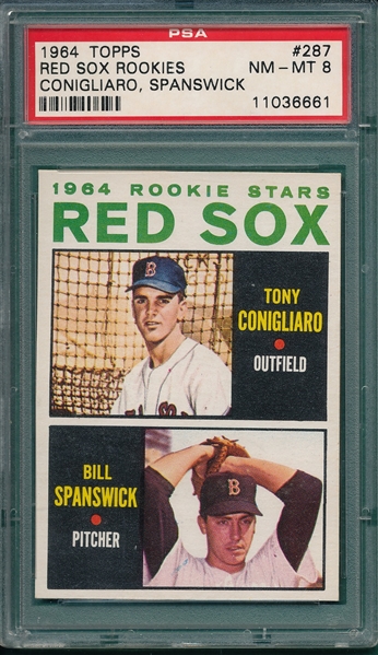 1964 Topps #287 Red Sox Rookies W/ Tony Conigliaro PSA 8 *Rookie*