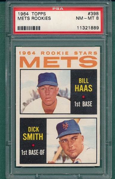 1964 Topps #398 Mets Rookies W/ Haas PSA 8 