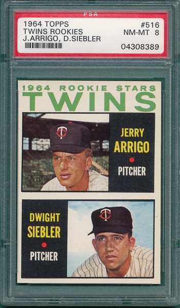 1964 Topps #116 Twins Rookies W/ Arrigo PSA 8 