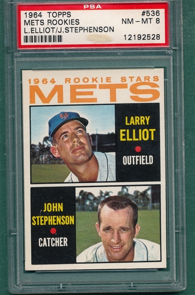 1964 Topps #536 Mets Rookies W/ Elliot PSA 8 