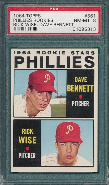 1964 Topps #561 Phillies Rookies W/ Wise PSA 8 