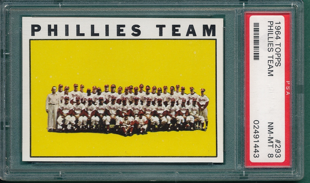 1964 Topps #293 Philles Team Card PSA 8 