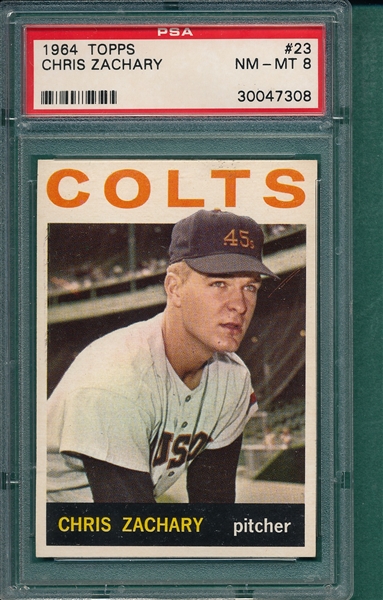 1964 Topps #23 Chris Zachary PSA 8 