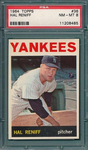 1964 Topps #36 Hal Reniff PSA 8 