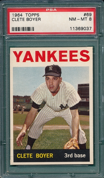 1964 Topps #69 Clete Boyer PSA 8 