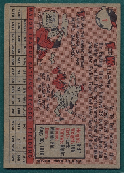 1958 Topps #1 Ted Williams