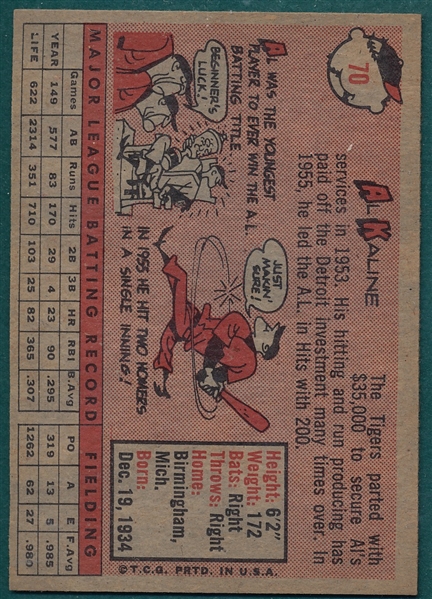 1958 Topps #70 Al Kaline