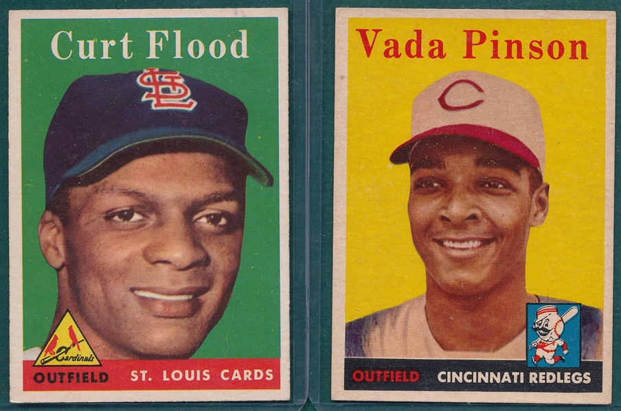 1958 Topps #420 Pinson & #464 Flood, Lot of (2) *Rookie*