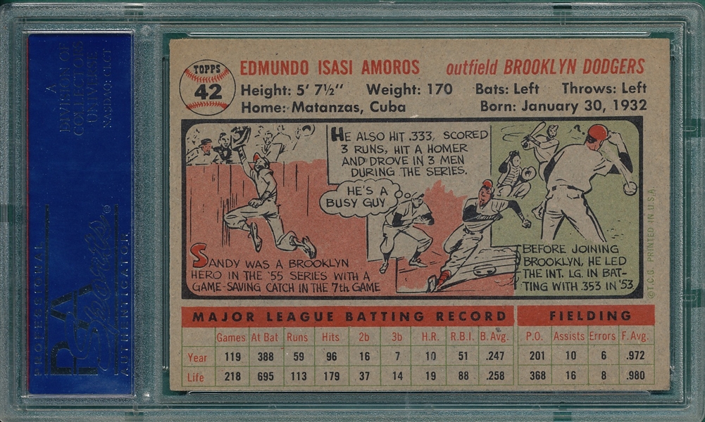 1956 Topps #42 Sandy Amoros PSA 7 *Gray*