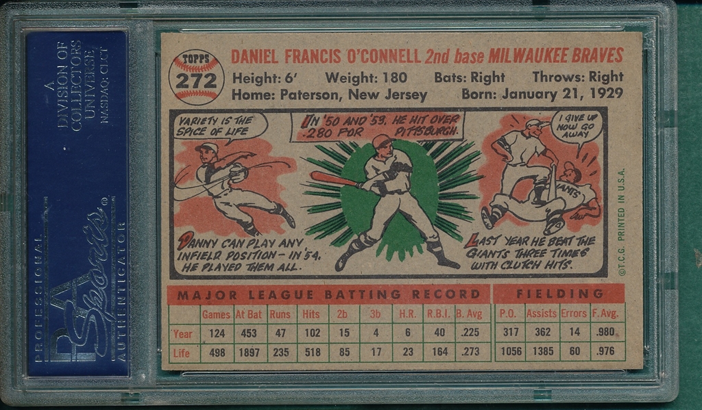 1956 Topps #272 Danny O'Connell PSA 7 