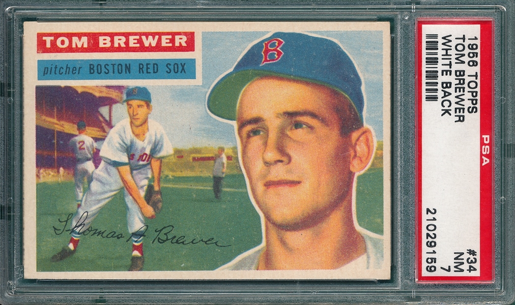 1956 Topps #34 Tom Brewer PSA 7 *White*