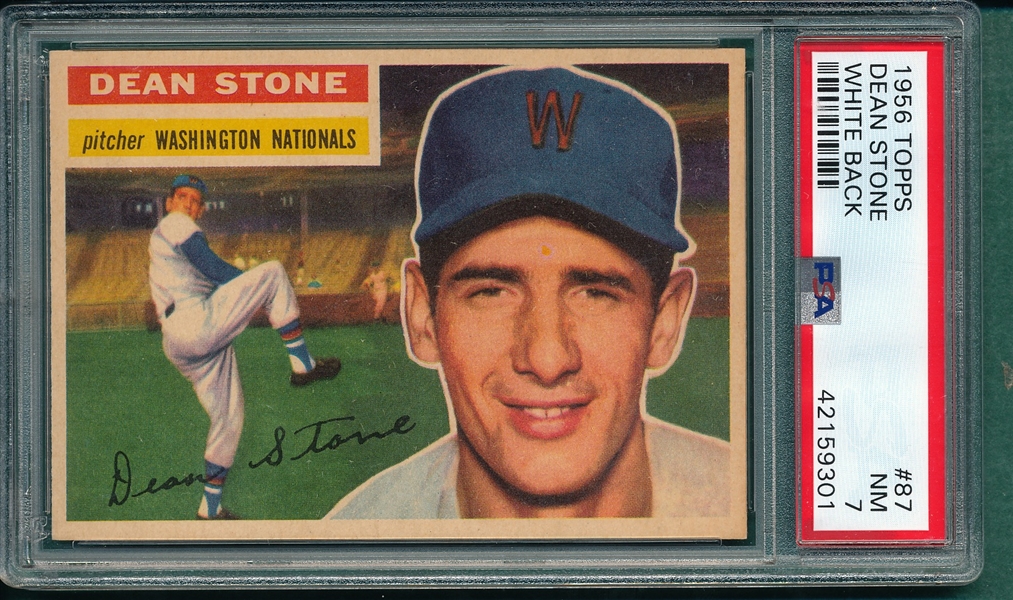 1956 Topps #87 Dean Stone PSA 7 *White*