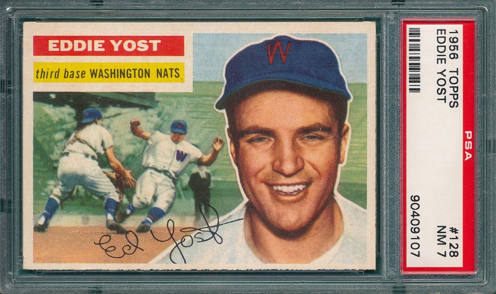 1956 Topps #128 Eddie Yost PSA 7 *Gray*