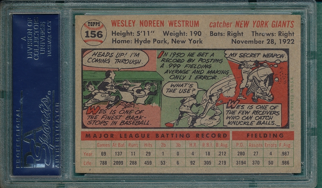 1956 Topps #156 Wes Westrum PSA 7 *Gray*