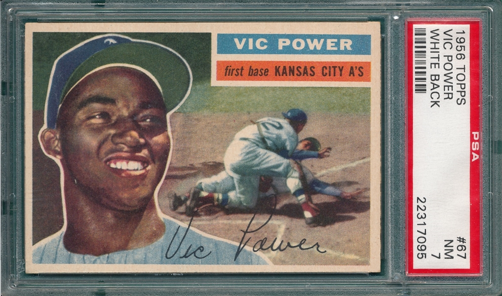 1956 Topps #67 Vic Power PSA 7 *White*