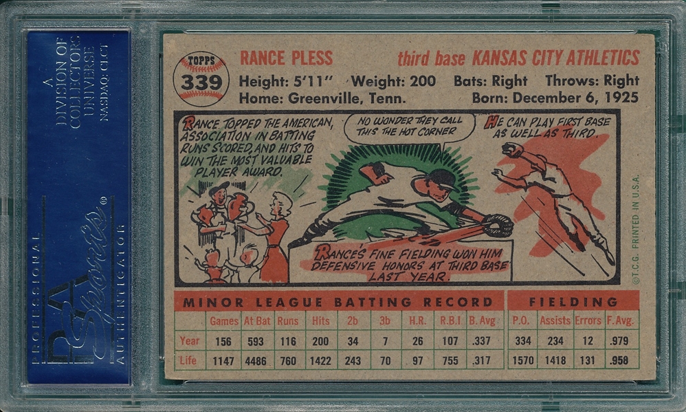 1956 Topps #339 Rance Pless PSA 7 