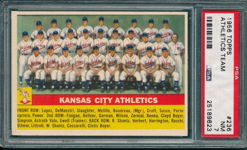 1956 Topps #236 Athletics Team PSA 7 