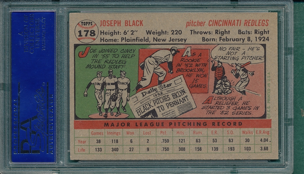 1956 Topps #178 Joe Black PSA 7 *Gray*