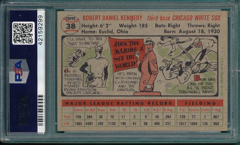 1956 Topps #38 Bob Kennedy PSA 7 *Gray*