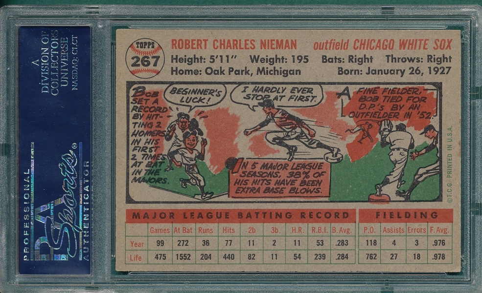 1956 Topps #267 Bob Nieman PSA 7 