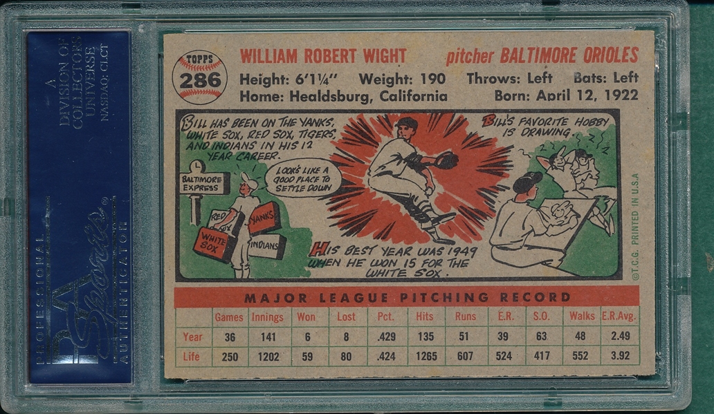 1956 Topps #286 Bill Wight PSA 7 