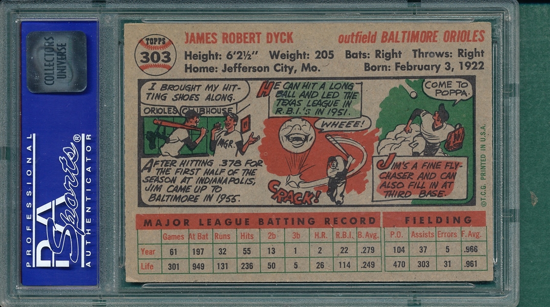 1956 Topps #303 Jim Dyck PSA 7 