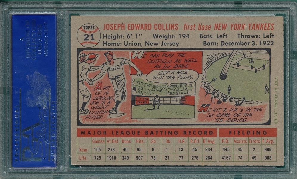 1956 Topps #21 Joe Collins PSA 7 *Gray*