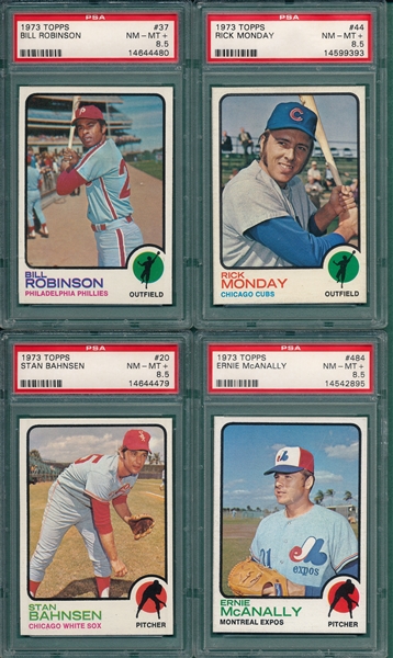 1973 Topps Lot of (4) W/ #44 Monday, PSA 8.5