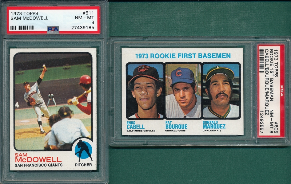 1973 Topps Lot of (5) W/ #605 Rookies, PSA 8