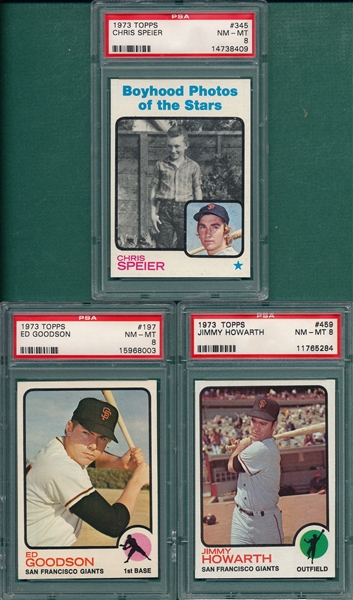 1973 Topps Lot of (5) W/ #605 Rookies, PSA 8