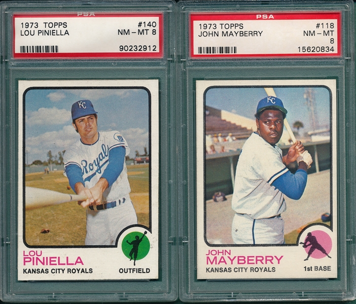 1973 Topps Lot of (5) Royals W/ #140 Pinella, PSA 8