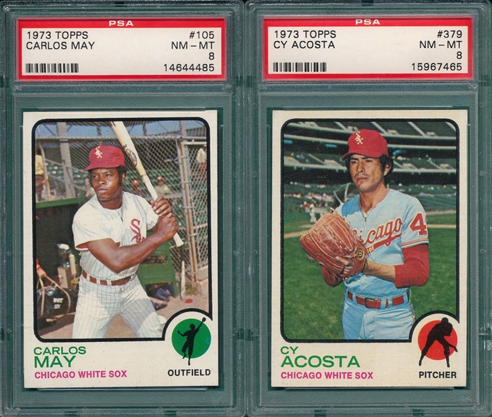 1973 Topps Lot of (6) White Sox W/ #105 C. May, PSA 8