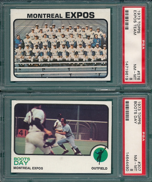 1973 Topps Lot of (6) Expos W/ #19 Foli, PSA 8