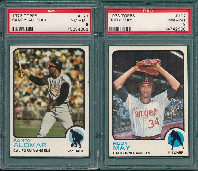 1973 Topps Lot of (6) Angels W/ #123 Alomar, PSA 8