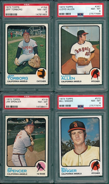 1973 Topps Lot of (6) Angels W/ #123 Alomar, PSA 8