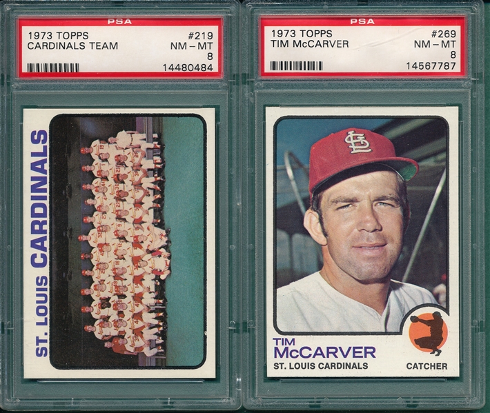 1973 Topps Lot of (6) Cardinals W/ #269 McCarver, PSA 8