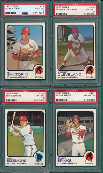 1973 Topps Lot of (6) Cardinals W/ #269 McCarver, PSA 8