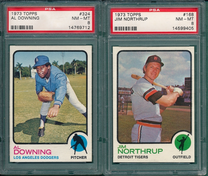 1973 Topps Lot of (6) W/ #324 Downing, PSA 8