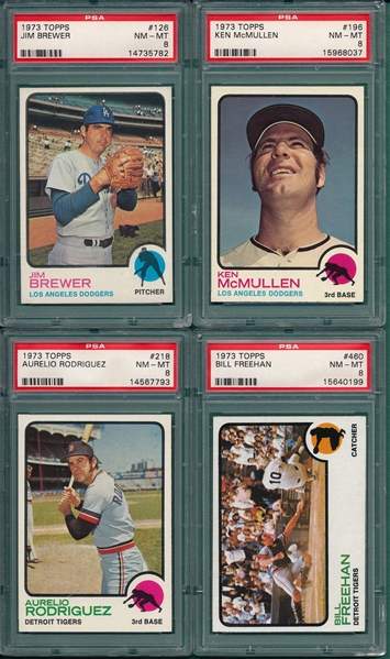 1973 Topps Lot of (6) W/ #324 Downing, PSA 8