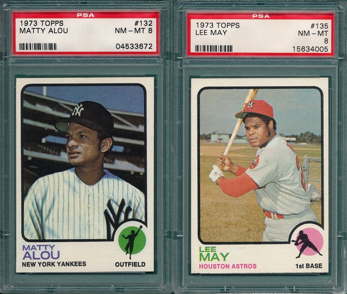 1973 Topps Lot of (6) W/ #132 Matty Alou, PSA 8