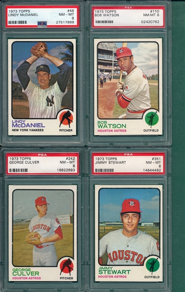 1973 Topps Lot of (6) W/ #132 Matty Alou, PSA 8