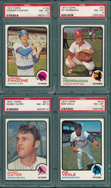 1973 Topps Lot of (6) W/ #150 Wood, PSA 8