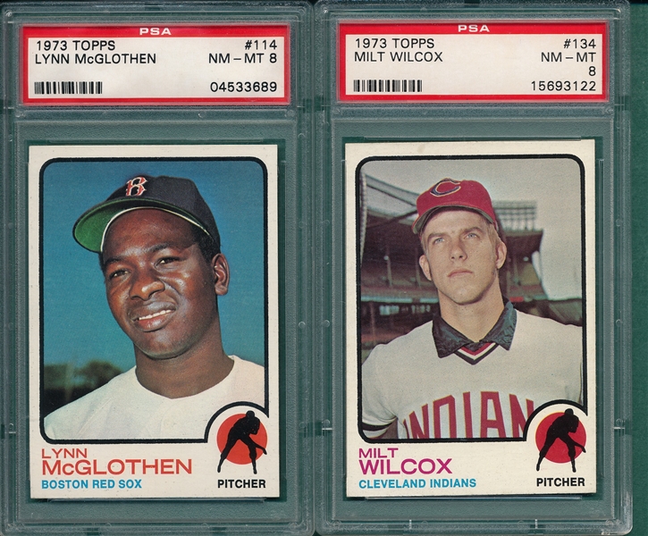 1973 Topps Lot of (6) W/ #53 Dunning, PSA 8