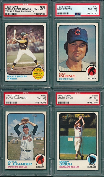 1973 Topps Lot of (5) W/ #418 Grich, PSA 8