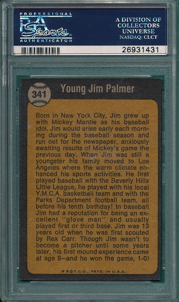 1973 Topps #341 Jim Palmer, BPOS, PSA 9