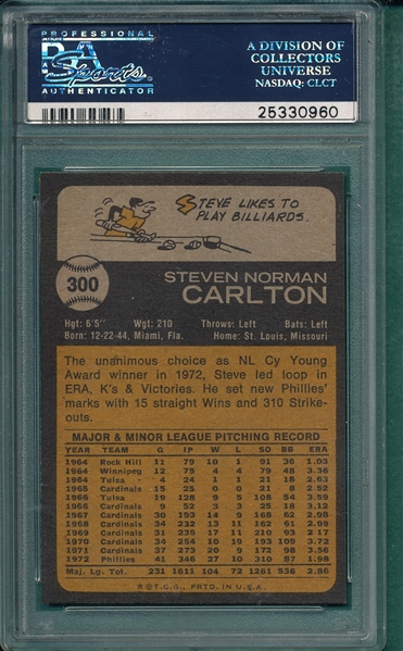 1973 Topps #300 Steve Carlton PSA 9